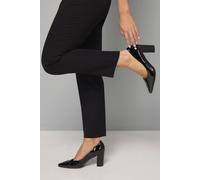 Dorothy Perkins Good For The Sole: Wide Fit Exmoor Faux Patent Leather Comfort Medium Block Heel Court Shoes In True Black true black