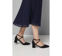 Dorothy Perkins Good For The Sole: Wide Fit Millie Comfort Faux Suede Cross Strap Medium Heel Court Shoes In Natural Black natural black