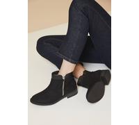 Dorothy Perkins Good For The Sole: Wide Fit Mira Material Mix Zip Low Heel Ankle Boots In Natural Black natural black