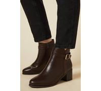 Good For the Sole Women's : Wide Fit Moira Material Mix Medium Block Heel Ankle Boots in Brown | Size: 5 Good For the Sole Brown 5