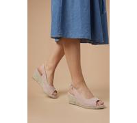 Good For the Sole Women's : Wide Fit Reese Canvas Espadrille Wedge Sandals in Blush | Size: 3 Good For the Sole Blush 3