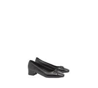 Dorothy Perkins Women's Gracie Faux Patent Leather Bow Detail Low Block Heel Court Shoes in Black | Size: 5