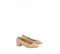 Dorothy Perkins Gracie Faux Patent Leather Bow Detail Low Block Heel Court Shoes