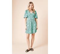 Womens Green Animal Flutter Sleeve Mini Dress Green 14
