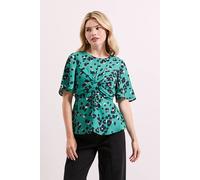 Dorothy Perkins Women's Green Animal Twist Front Angel Sleeve Top | Size: 10 Dorothy Perkins Animal 10