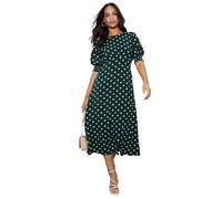 Dorothy Perkins Green Spot Shirred Cuff Midi Dress, 12, Green
