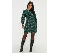 Green Spot Shirred Cuff Mini Dress Dorothy Perkins Green 12