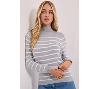 Dorothy Perkins Grey Stripe Funnel Neck Tunic Jumper grey XL