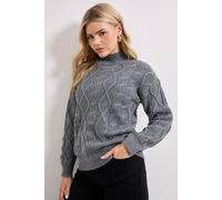 Dorothy Perkins Grey Twisted Cable Funnel Longline Jumper grey XL