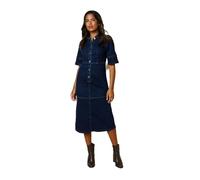 Dorothy Perkins Half Placket Denim Shirt Dress, 12, Dark Wash