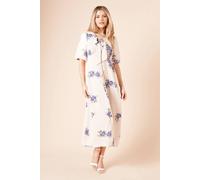 Dorothy Perkins Ivory Floral Tie Front Button Through Midi Dress floral 14
