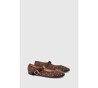 Dorothy Perkins Women's Jaz Velvet Studded Mary Jane Flats in Chocolate | Size: 6 Dorothy Perkins Chocolate 6