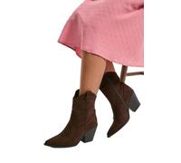 Dorothy Perkins Jenny Faux Suede Detail Western Cowboy Ankle Boots, 3, chocolate