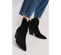 Dorothy Perkins Jenny Faux Suede Detail Western Cowboy Ankle Boots In Natural Black natural black 5