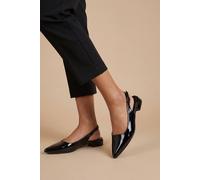 Dorothy Perkins Jerry Faux Leather Slingback Pointed Flat Shoes In True Black true black