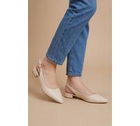 Dorothy Perkins Jerry Slingback Pointed Faux Leather Flat Shoes, 7, Neutral