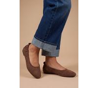 Dorothy Perkins Julia Faux Suede Ruched Elasticated Black Ballet Pumps In Chocolate chocolate