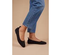 Dorothy Perkins Julia Faux Suede Ruched Elasticated Black Ballet Pumps In Natural Black natural black