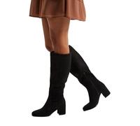Dorothy Perkins Keeley Round Toe Medium Block Heel Knee High Boots, 5, natural black