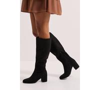 Dorothy Perkins Keeley Round Toe Medium Block Heel Knee High Boots In Natural Black natural black 4