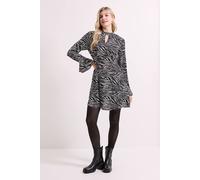 Dorothy Perkins Keyhole Long Sleeve Mini Dress In Zebra zebra