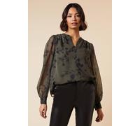 Dorothy Perkins Khaki Floral Chiffon Overhead Shirt khaki 18