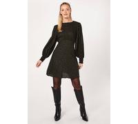 Womens Khaki Spot Shirred Cuff Mini Dress Khaki 10