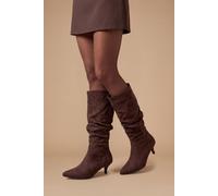 Dorothy Perkins Khloe Faux Suede Kitten Heel Knee High Ruched Boots