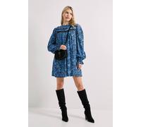 Dorothy Perkins Lace Blue Floral Detail Printed Boho Mini Dress blue 16