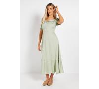 Dorothy Perkins Women's Lace Trim Collar Detail Midi Dress in Green | Size: 10