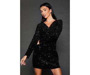Dorothy Perkins Lace Trim Sequin Mini Dress In Black black