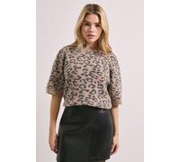 Dorothy Perkins Leopard Animal Camel Short Sleeve Jumper camel XL