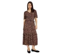 Dorothy Perkins Leopard Empire Shirred Bodice Button Detail Maxi Dress, 12, Leopard