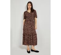 DOROTHY PERKINS Leopard Empire Shirred Bodice Button Detail Midaxi Dress 16