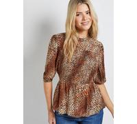 DOROTHY PERKINS Leopard High Neck Shirred Bodice Top 14