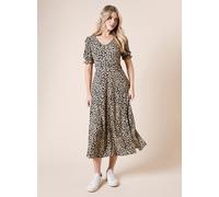 DOROTHY PERKINS Leopard Print Short Sleeve Jersey Midi Dress 10