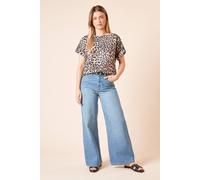 DOROTHY PERKINS Leopard Roll Sleeve Blouse 8