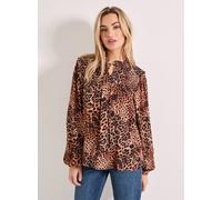 DOROTHY PERKINS Leopard Smocked Yoke Tie Detail Blouson Sleeve Printed Top 12