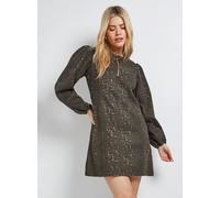 DOROTHY PERKINS Leopard Zip Front Denim Mini Dress 18