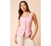 Dorothy Perkins Women's Longline Button Through Waistcoat in Blush | Size: 14 Dorothy Perkins Blush 14