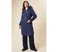 Midi Luxe Padded Belted Coat Dorothy Perkins Navy 6