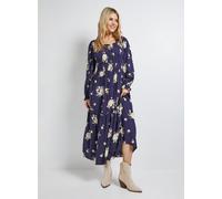 DOROTHY PERKINS Navy Floral Square Neck Blouson Sleeve Tiered Maxi Dress 8