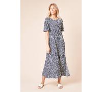 Dorothy Perkins Women's Navy Leopard Angel Sleeve Midi Dress | Size: 12