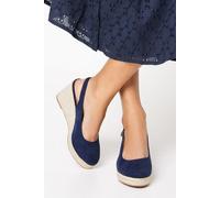 Womens Wide Fit Riya Closed Toe Slingback Espadrille Wedge Sandals Navy 5