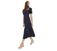 Dorothy Perkins Navy Spot Sweetheart Neckline Midi Dress, 12, Navy