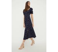Navy Spot Sweetheart Neckline Midi Dress Dorothy Perkins Navy 10