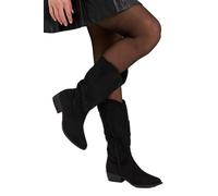 Womens Nelly Faux Suede Western Calf Boots Natural Black 8