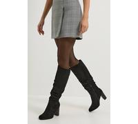 Dorothy Perkins Nora Faux Suede Ruche High Block Heel Boots In Natural Black natural black 8