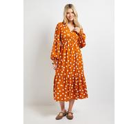 DOROTHY PERKINS Orange Spot Empire Seam Frill Detail Midi Dress 16