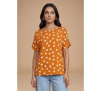 DOROTHY PERKINS Orange Spot Printed Roll Sleeve Blouse 8